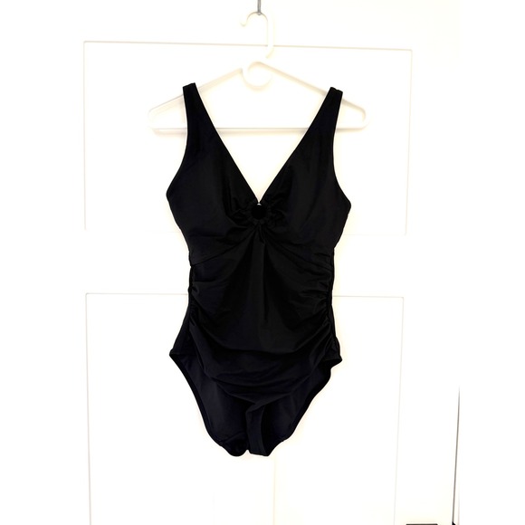 Feelingirl Other - Feelingirl Black One Piece Swimsuit V Neck Ruched Tummy Control Size Medium